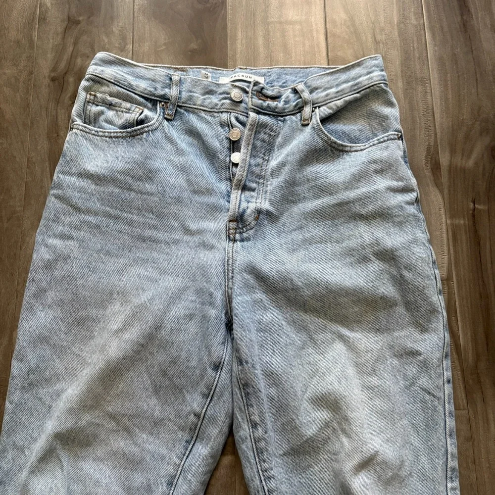 PacSun High Rise Straight‎ Leg Jeans Women's Size 27 Light Wash Denim Blue Flaw - Picture 3 of 16